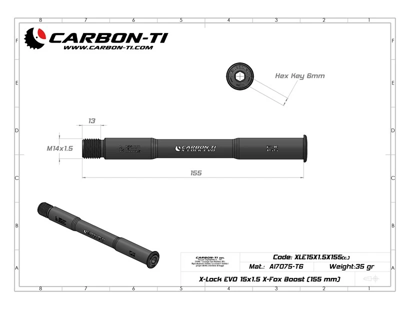 Carbon Ti X-Lock EVO X-Fox Boost 155mm M14x1.5 Black Steckachse 4 Carbon Ti X-Lock EVO X-Fox Boost 155mm M14x1.5 Black Steckachse – Bild 2