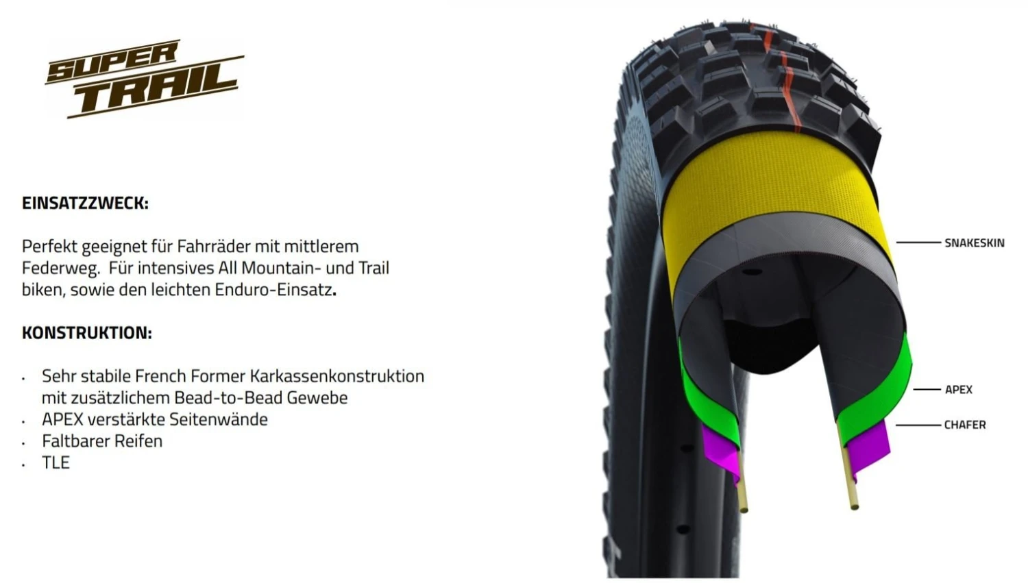 Schwalbe Hans Dampf Addix Soft Super Trail SnakeSkin Tubeless Easy E-25 Bronce Sidewall 29x2.35 Reifen 7 Schwalbe Hans Dampf Addix Soft Super Trail SnakeSkin Tubeless Easy E-25 Bronce Sidewall 29x2.35 Reifen – Bild 5